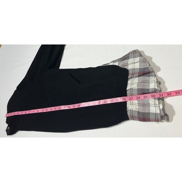 Iman Women’s 1X Layered Look Mixed Media Plaid Hem Sweater Black Plus Size - Picture 6 of 7